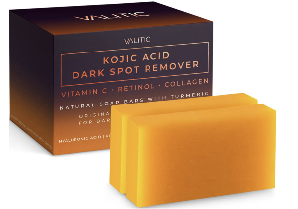 VALITIC Kojic Acid Dark Spot Remover Soap Bars with Vitamin C, Retinol, Collagen, Turmeric - Original Japanese Complex Infused with Hyaluronic Acid, Vitamin E, Shea Butter, Castile Olive Oil (2 Pack)